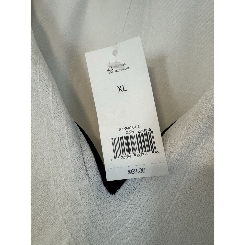 Banana Republic Cold Shoulder Knit Top XL Ivory Black Contrast Trim V-Neck - Picture 4 of 9